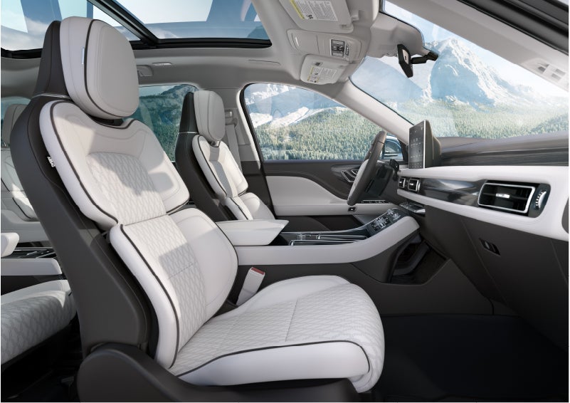 The interior of a Lincoln Aviator® Black Label model is shown in the Chalet theme | Sentry Lincoln in Medford MA