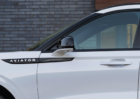 The driver’s door of a white 2025 Lincoln Aviator® SUV is showcased. | Sentry Lincoln in Medford MA