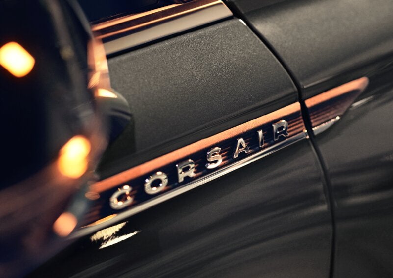 The stylish chrome badge reading “CORSAIR” is shown on the exterior of the vehicle. | Sentry Lincoln in Medford MA