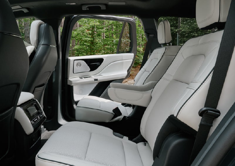 A side view of the second row with captain’s chairs in a 2027 Lincoln Aviator® Black Label™ SUV. | Sentry Lincoln in Medford MA